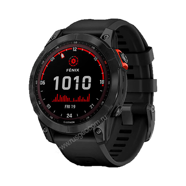 Часы Garmin Fenix 7 Solar серый с черным ремешком