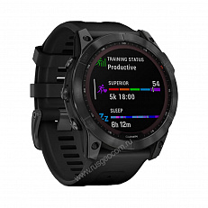 смарт Часы Garmin Fenix 7X Solar серый с черным ремешком