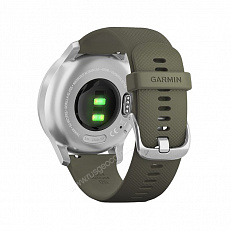 Часы для бега Garmin Vivomove Style серебристый с травяным силиконовым ремешком