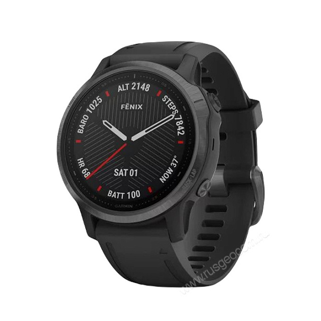 Часы Garmin Fenix 6S Sapphire серый DLC с черным ремешком