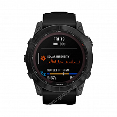 беговые Часы Garmin Fenix 7X Sapphire Solar титановый черный DLC с силиконовым ремешком